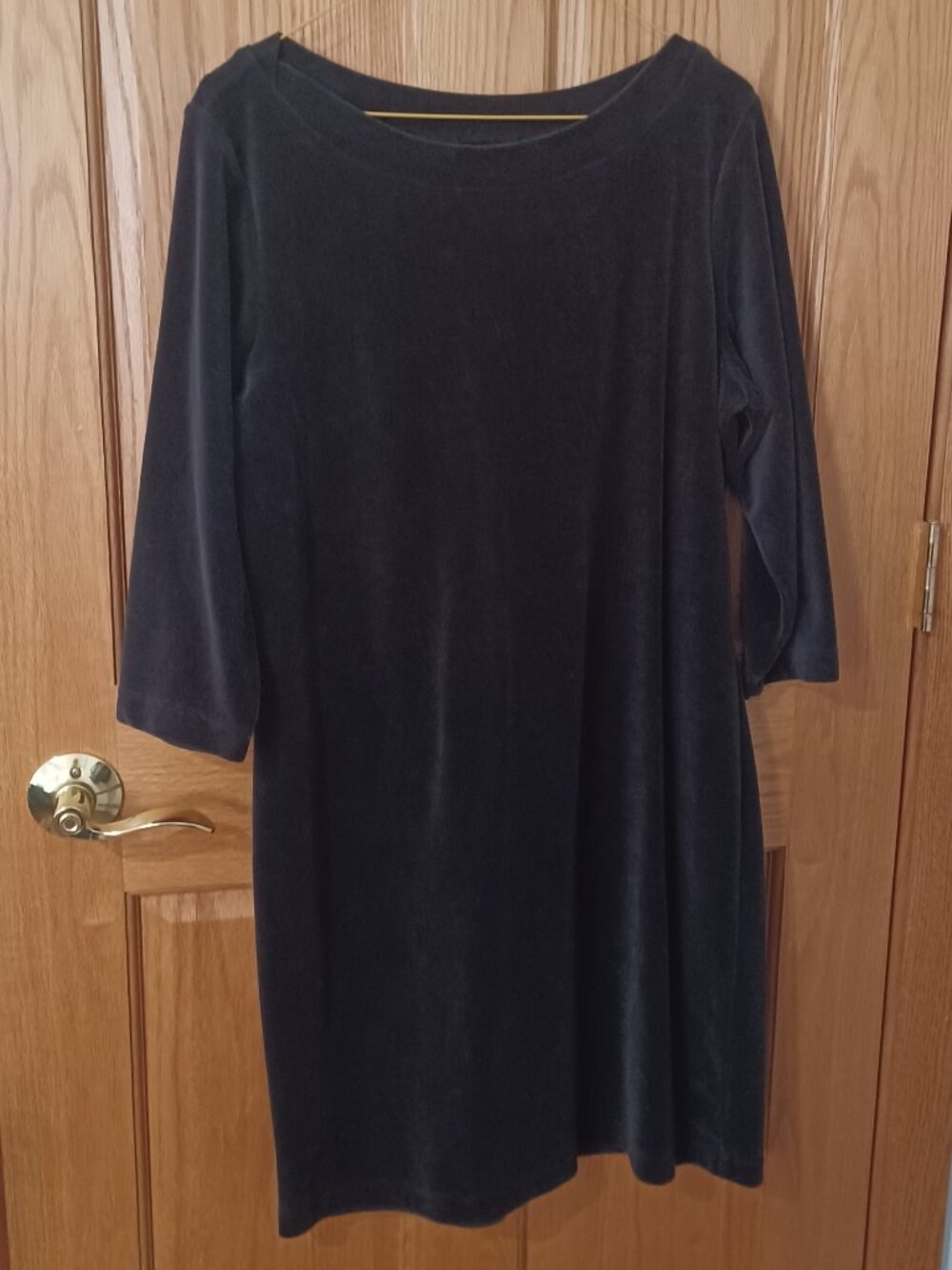 Black Velour Dress Womens Medium Petite Freeport Studio
